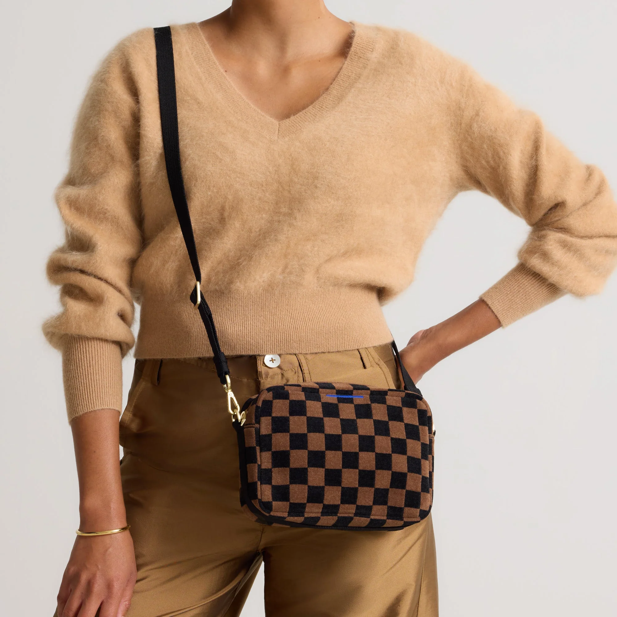 The Crossbody Camera Bag - ReVelvet™ Umber Check - Image 3